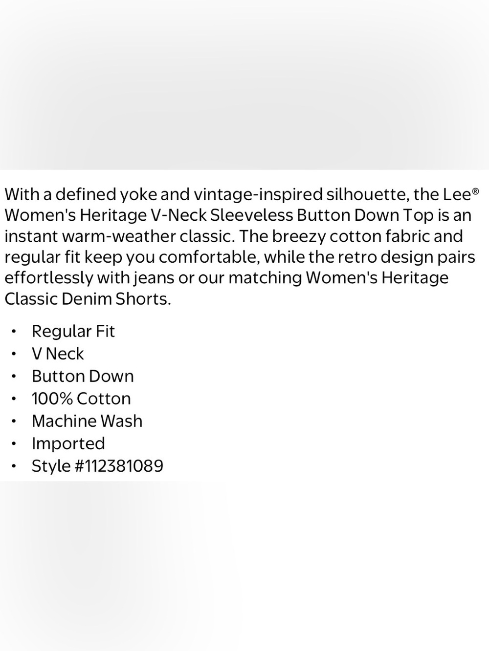Lee White Sleeveless Button-Front Vest - Picture 17 of 17
